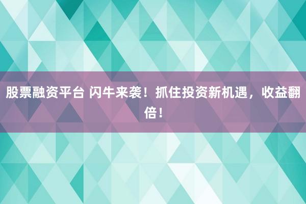 股票融资平台 闪牛来袭！抓住投资新机遇，收益翻倍！